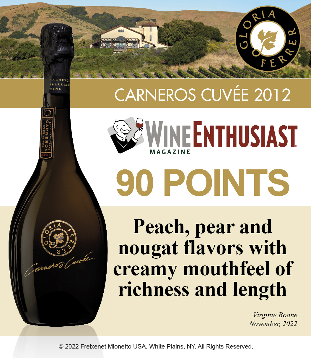 Gloria Ferrer Carneros Cuvée 2025 Wine Enthusiast 90pts Creamy